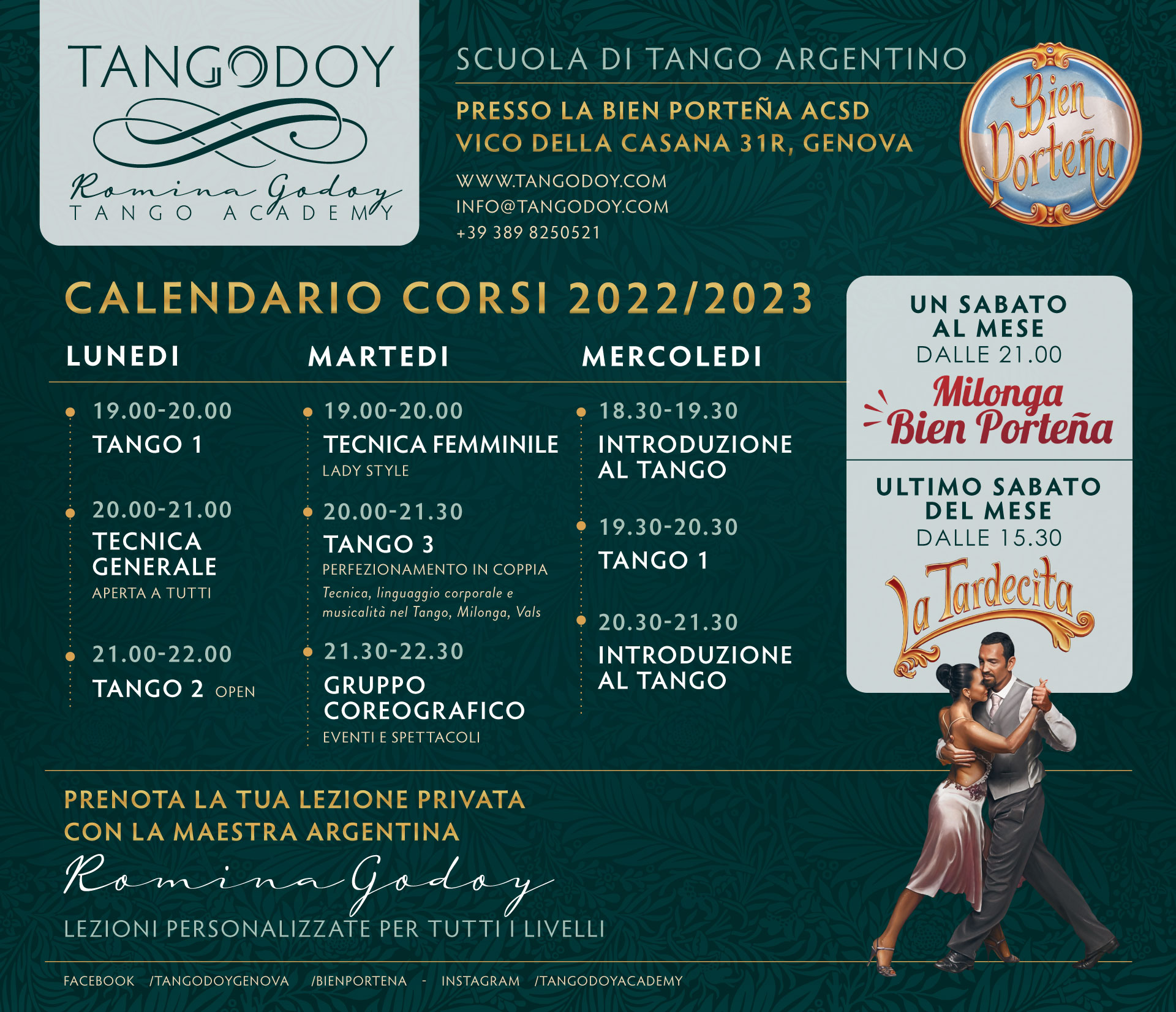Calendario Corsi Tango Argentino 2022 2023 Tangodoy Genova