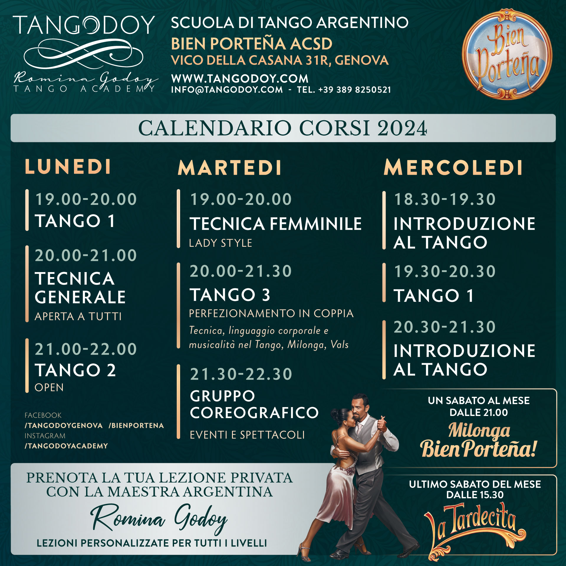 Calendario Corsi Tango Argentino 2024 Tangodoy Genova