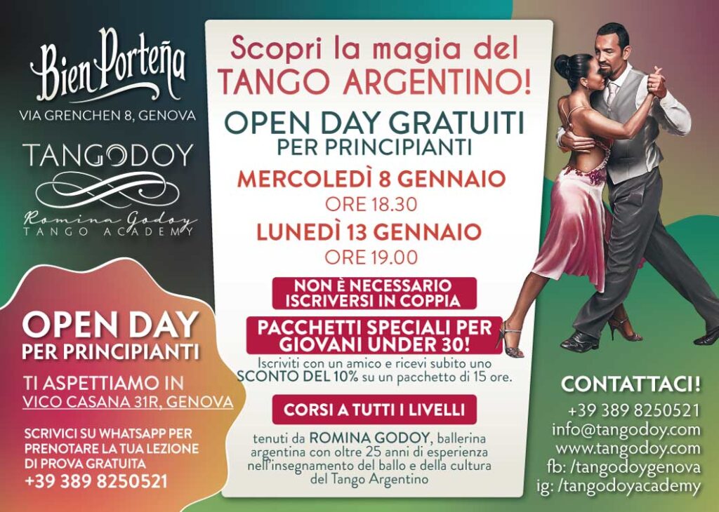 Corsi Tango argentino openday Genova 2025 2025 tangodoy Romina Godoy