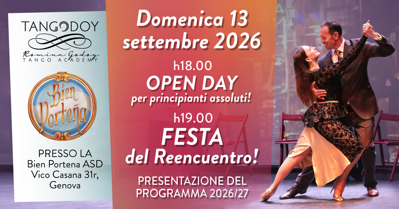 Open Day Tango Argentino a Genova 13 settembre 2026