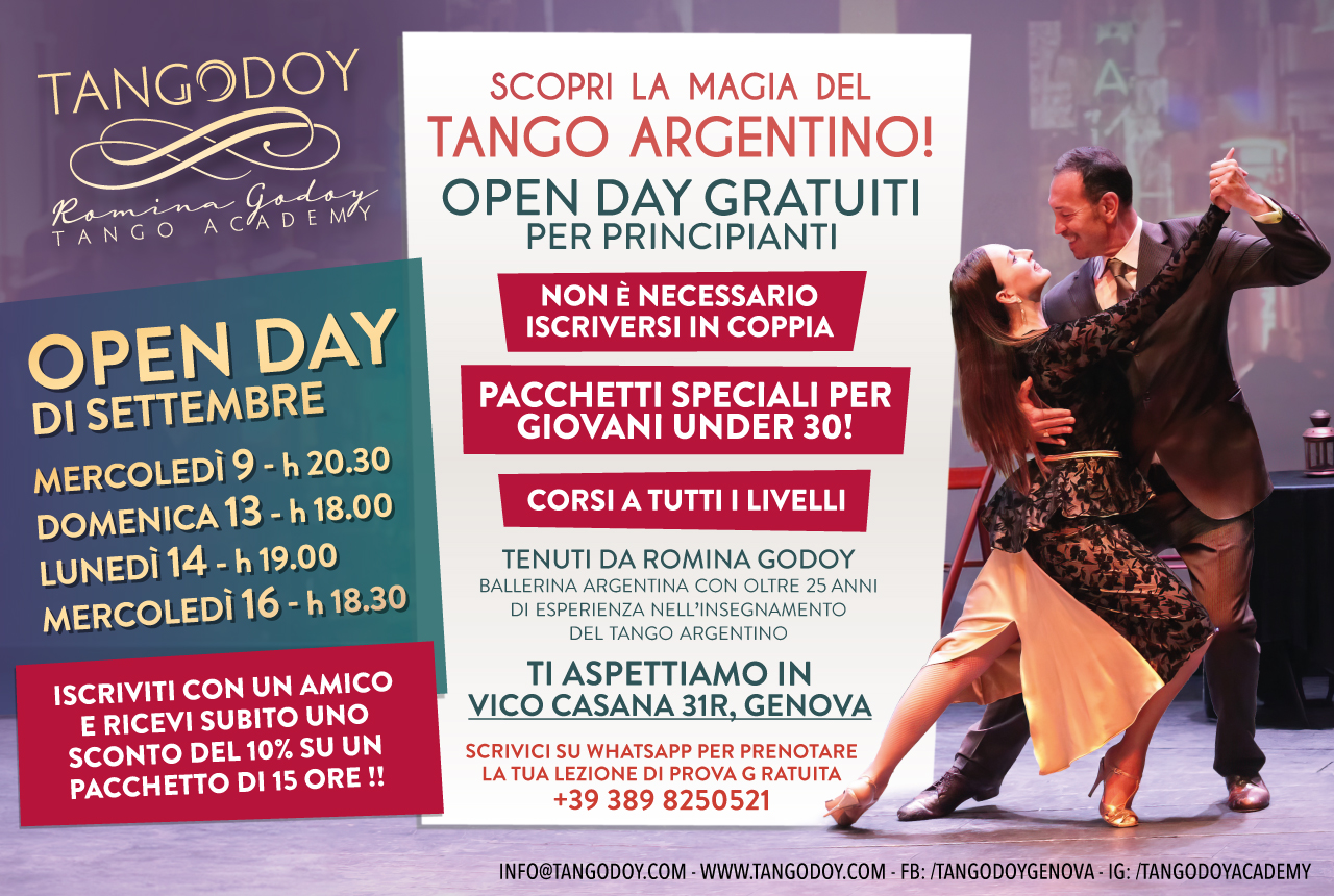 Open day Tango Argentino 9 settembre 2026 Genova